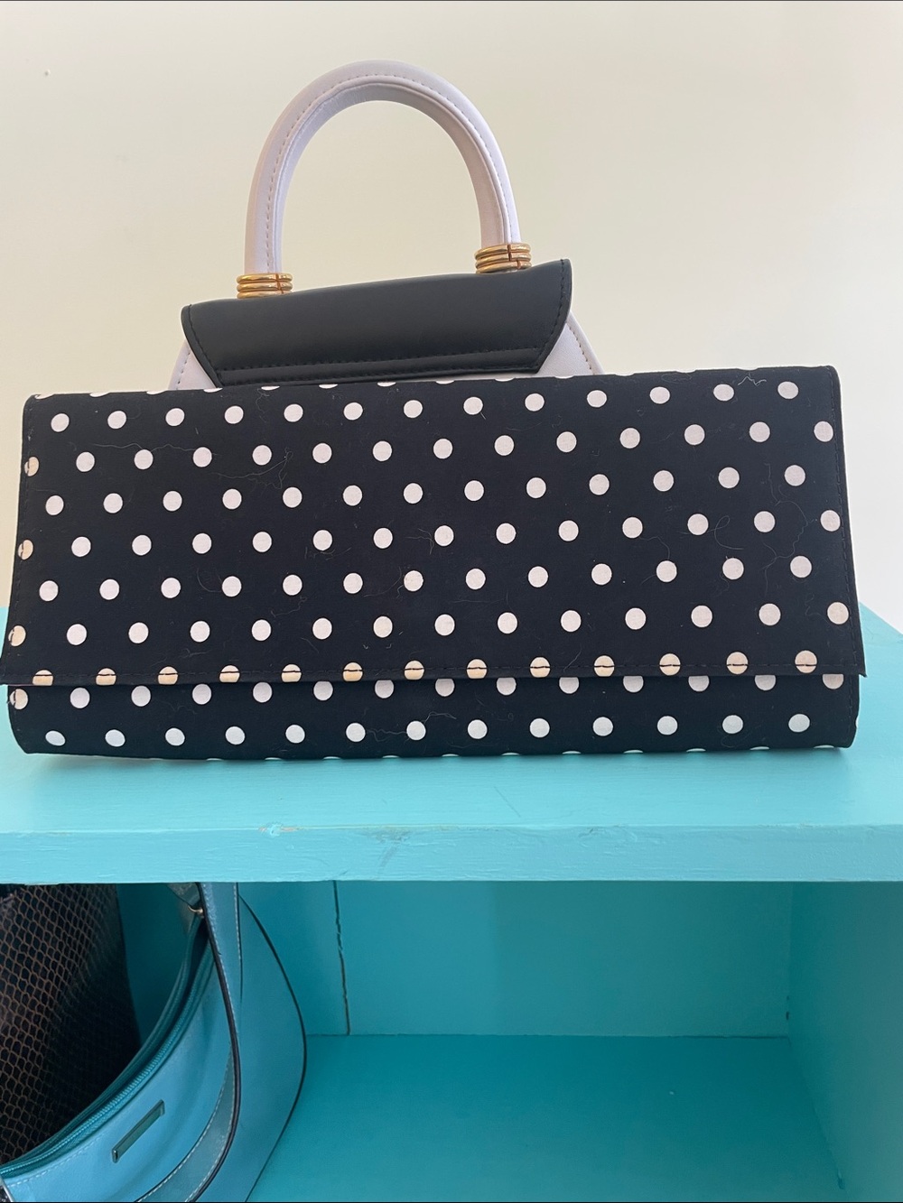 Polka Dot Clutch Bag in Black and White